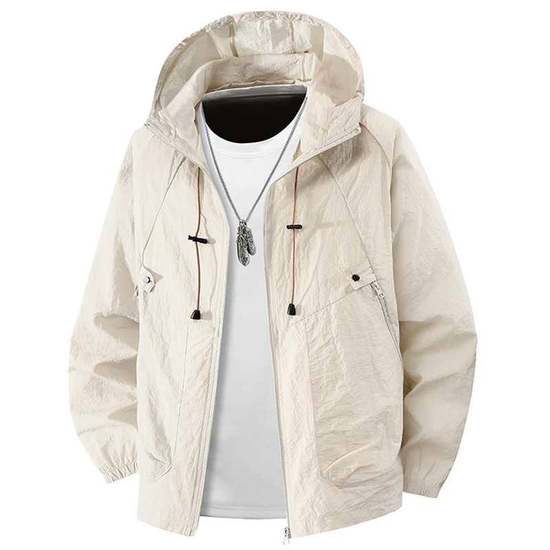 Men Clothing Summer Waterproof Hiking Jackets Men Fishing Cycling Hooded Gym Sports Running Coat Outdoor Sun-Protective Jacket