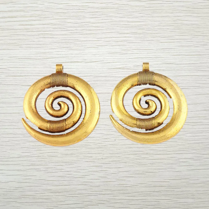 5 x Large Spiral Swirl Pattern Charms Pendants for Necklace Jewelry Making Findings 52x45mm