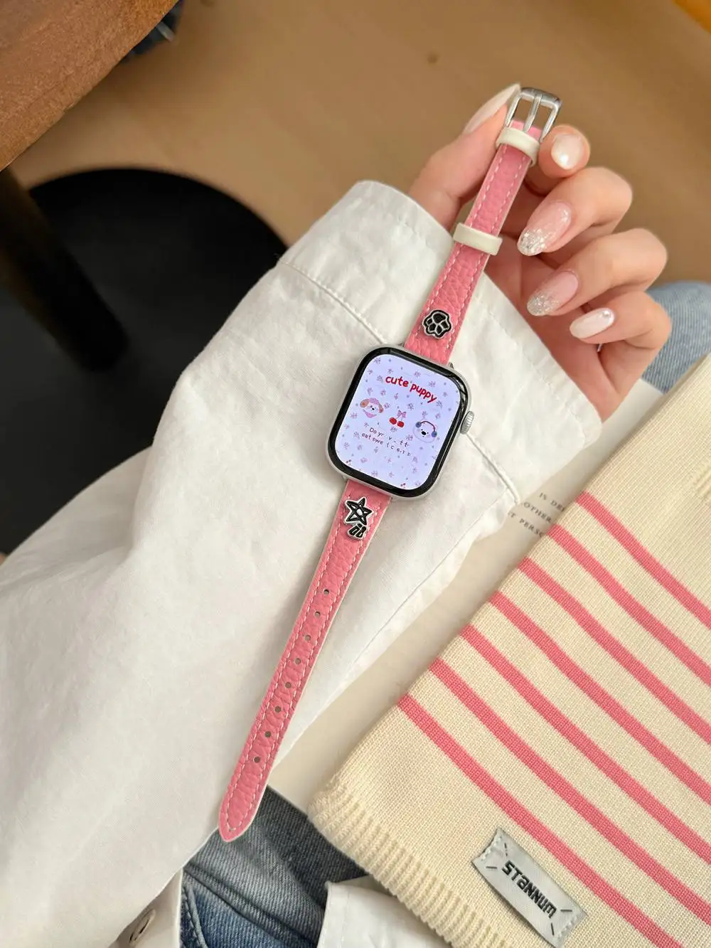 Fashion star leather loop For Apple Watch band Series 10/9/8/7/6/5 38mm 40mm 41mm 42mm 44mm 45mm 46mm 49mm Strap