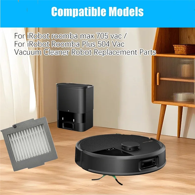A23F-مجموعة فلتر Hepa قابلة للغسل مكونة من 3 قطع لقطع غيار المكنسة الكهربائية Irobot Roomba Max 705 Vac/Plus 504 Vac