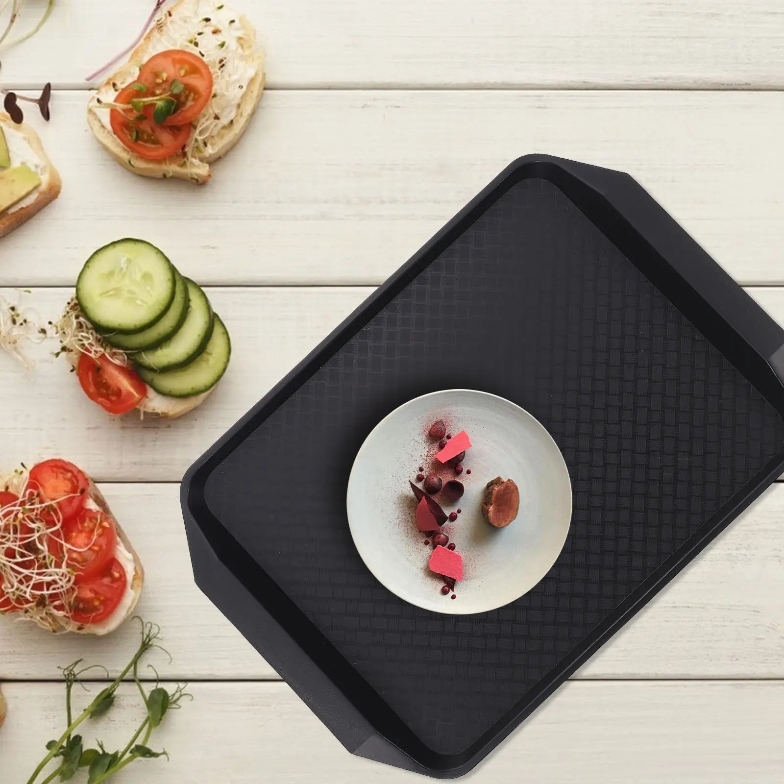 Premium Non-Slip Household Serving Tray Rectangular Design Multi-Function Food Tray for Snacks Fruits Desserts Cakes Sushi Tea