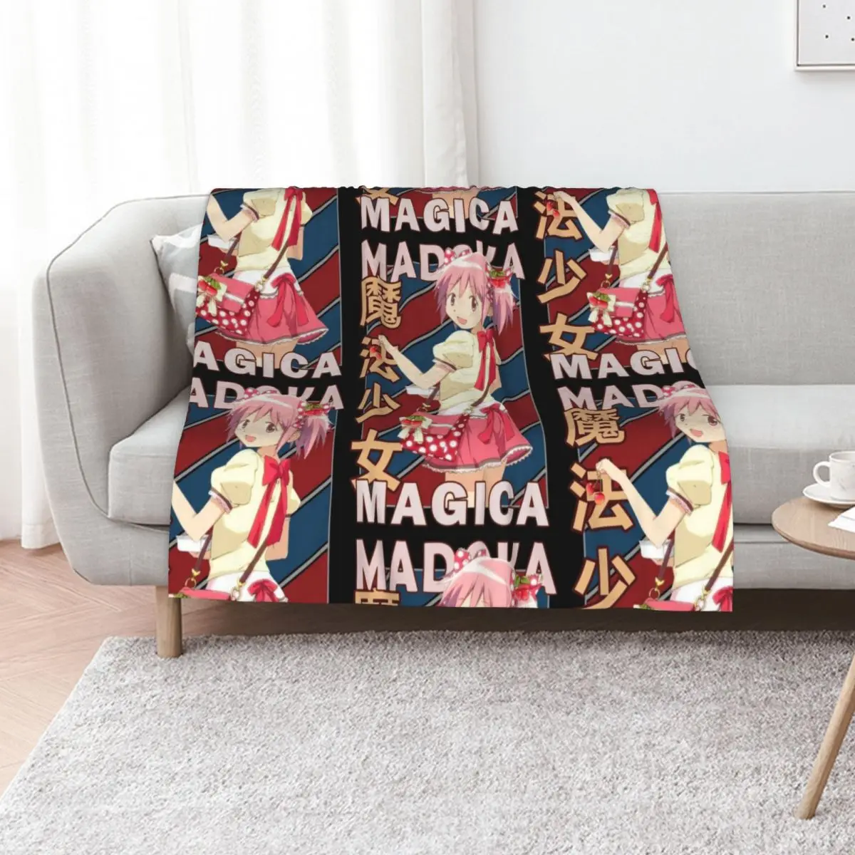 Madoka Kaname Madoka Magica Vintage Stripe Design Throw Blanket Baby Thermal blankets and throws Thermals For Travel Blankets