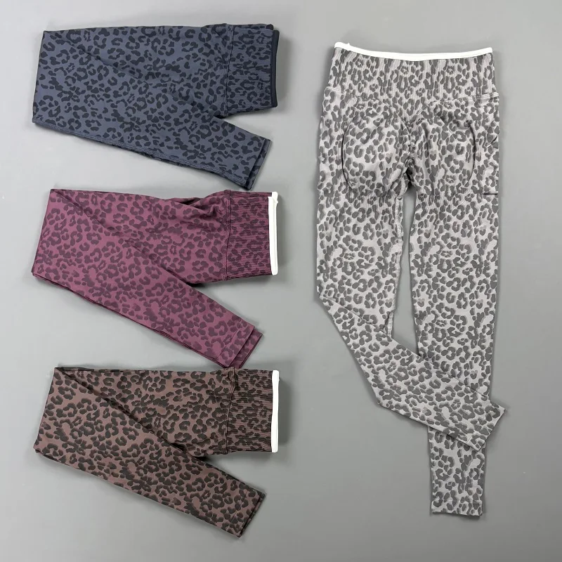 Contrastline Gym Leggings Women Leopard Print﻿ Breathable Yoga Seamless Pants Quick Dry Running Fitness Workout Sports Leggings
