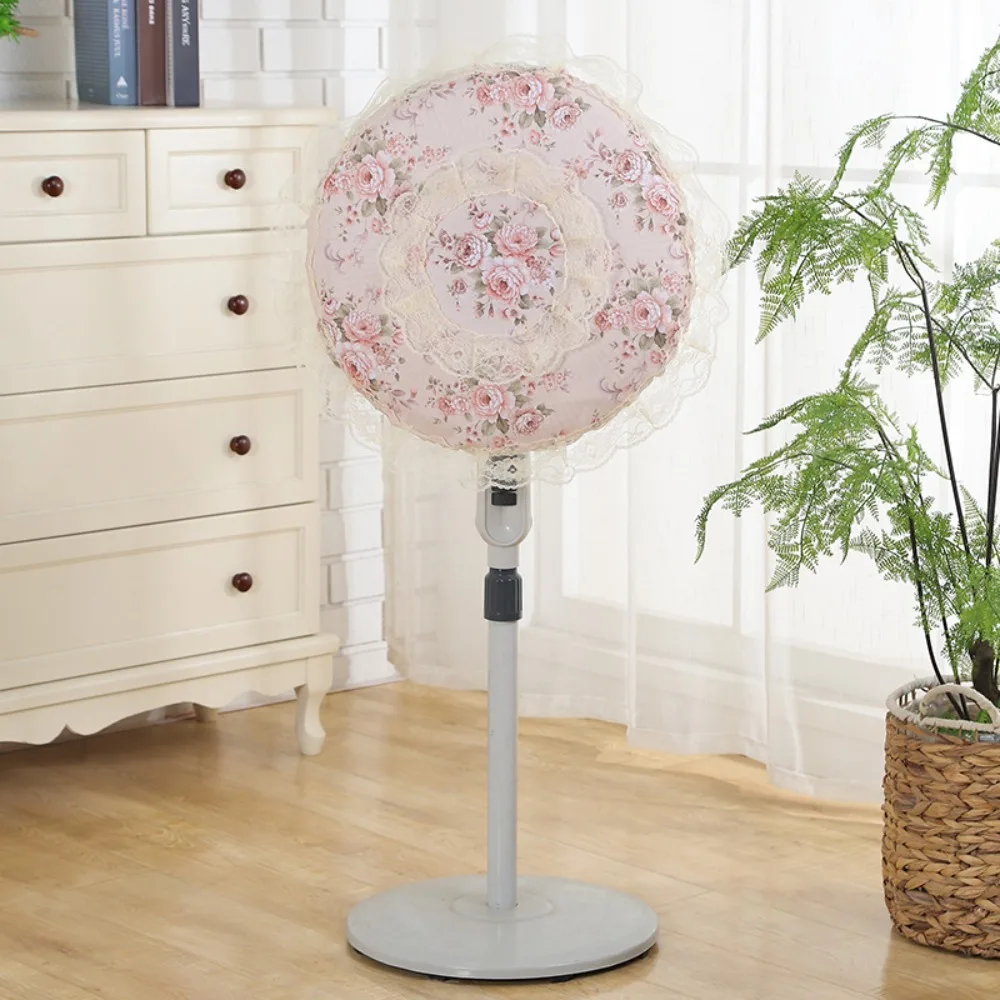 Pastoral Style Lace Electric Fan Cover All-inclusive Round Standing Fans Protecter Anti-pollution Safety Protection