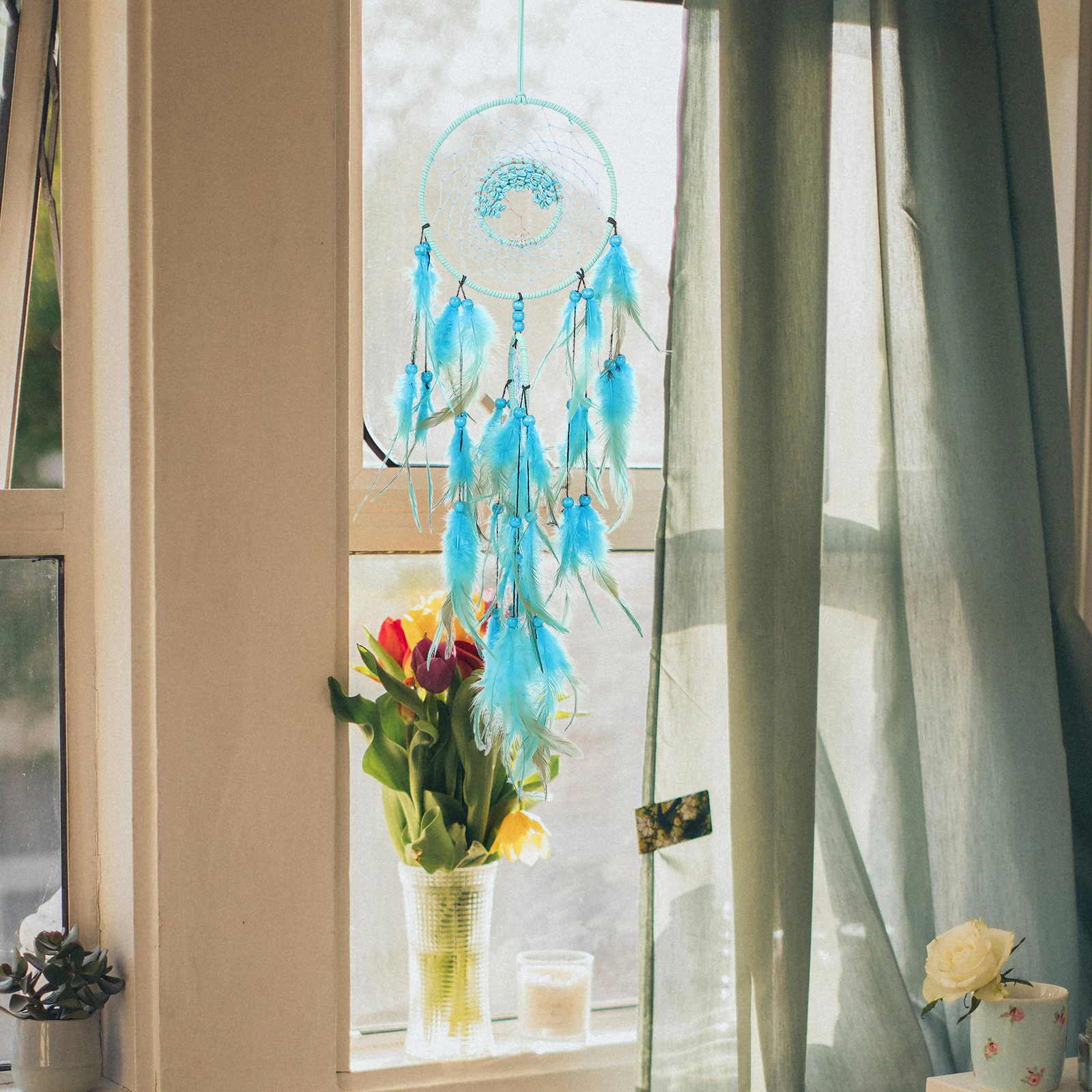 

Blue Catcher Home Decor Hanging Wall Indoor Ornament Pendulum Kids Bedroom Living Room Bohemian Wedding