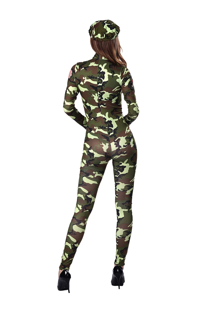 Army Green Female Officer Camouflage Uniform Women Sexy America U.S.Army Military Scouting Jumpsuit Cosplay Carnival Fancy Dress