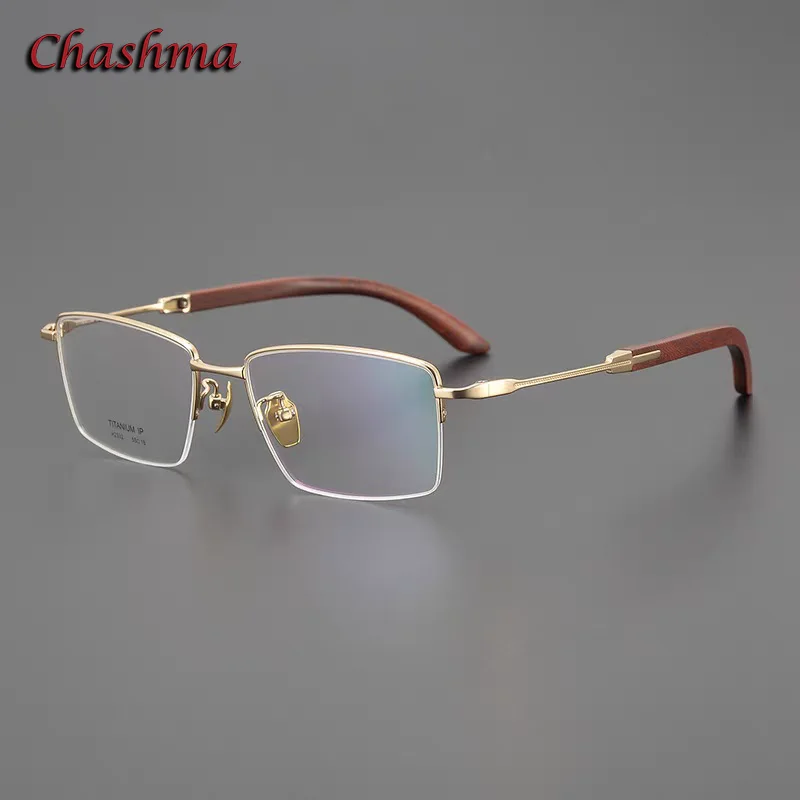 Chashma Prescription Glasses Men Pure Titanium Sandalwood Light Optical Eyewear Fashion Eyeglasses Frames for Myopia Degree Lens