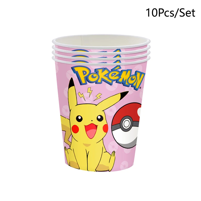Pokémon Birthday Party Decoration, Paper Cups, Cups, Disposable Paper Cups, Pikachu-pattern Paper Cups, Party-use Paper Cups