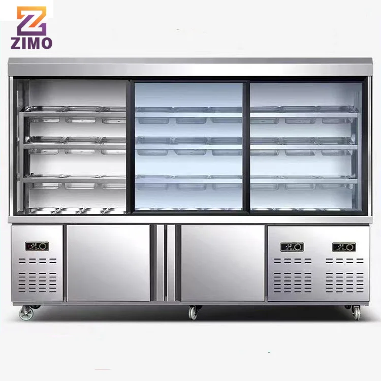 Restaurant Supermarket Freeze Cabinet Glass Door Showcase Fresh-keeping Cabinet Display Fridge