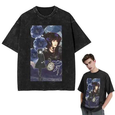 Streetwear T-Shirts Malice Mizer Visual Kei Japanese Rock Band Gothic Washed T Shirt Short Sleeve Hip Hop T-Shirt Tops Tees