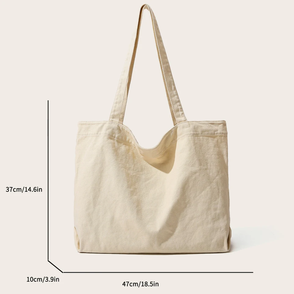 Grand sac en toile solide pour femme, sac à cuillère à soupe, sac initié coréen, sac de messager réutilisable, sac à main Y2K, poche scolaire, sac