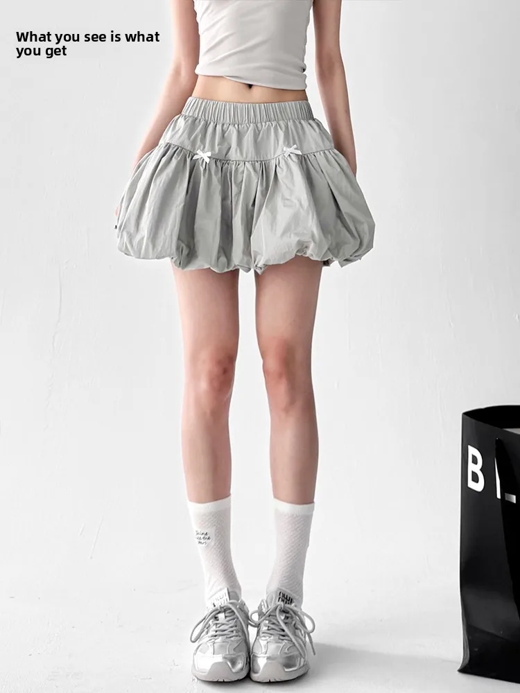 

Лето 2022, новая юбка с узлом в виде бутона цветка, женская универсальная юбка трапециевидной формы со свободной талией, полиэтиленовая юбка с высокой талией для поездок на работу...