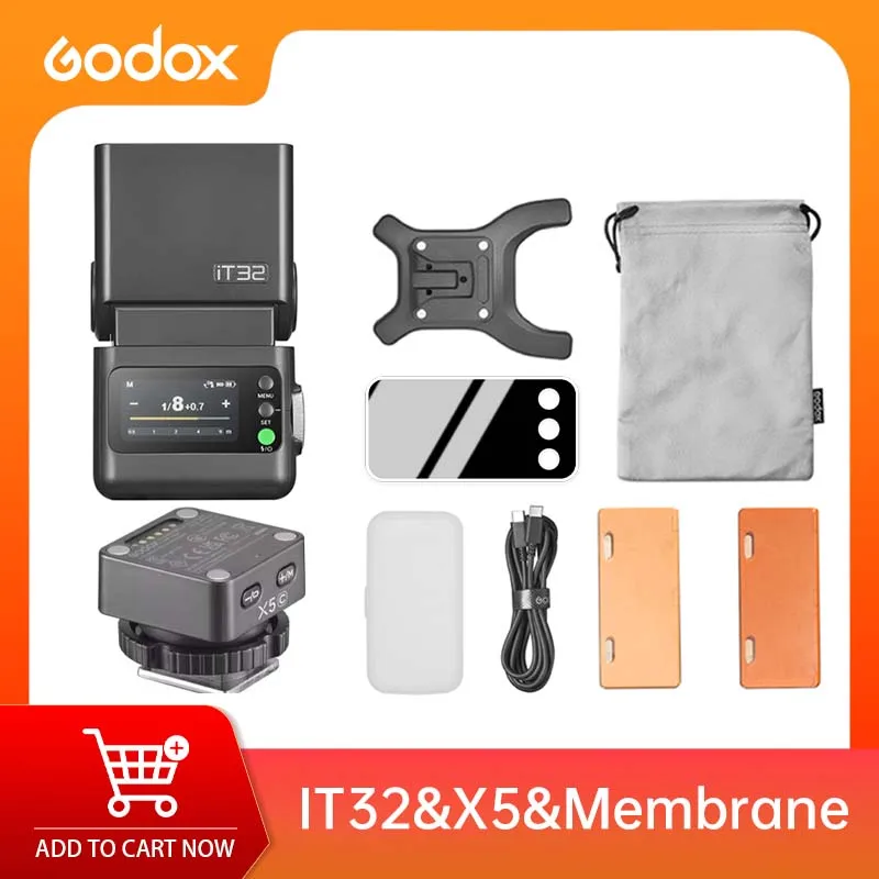 Godox IT32 TTL Flash W/ X5 Trigger & 2pcs Tempered Glass HSS 1/8000s GN18 for Canon Nikon Sony Fuji Olympus Leica Canon CM