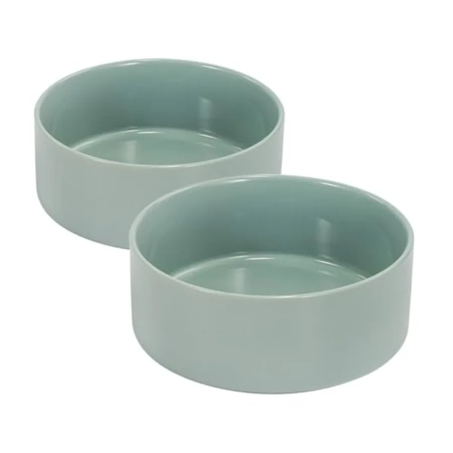 

42OZ Ceramic Dog and Cat Bowl, Modern Cute Weighted Food Water Bowl for Replacement 2 Pack