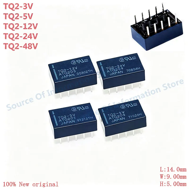 10Pcs TQ2-3V-5V-12V-24V-48V Signal Relay 10Pin 1A ATQ201 ATQ203 ATQ204 ATQ205 ATQ209 100% New