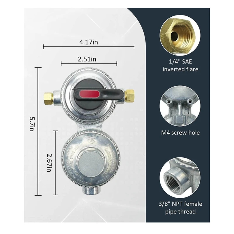 Imagem -06 - Mudança Automática Glp Propano Gás Regulador 2-stage Regulador Sae Invertido Flare para Camper Car 4