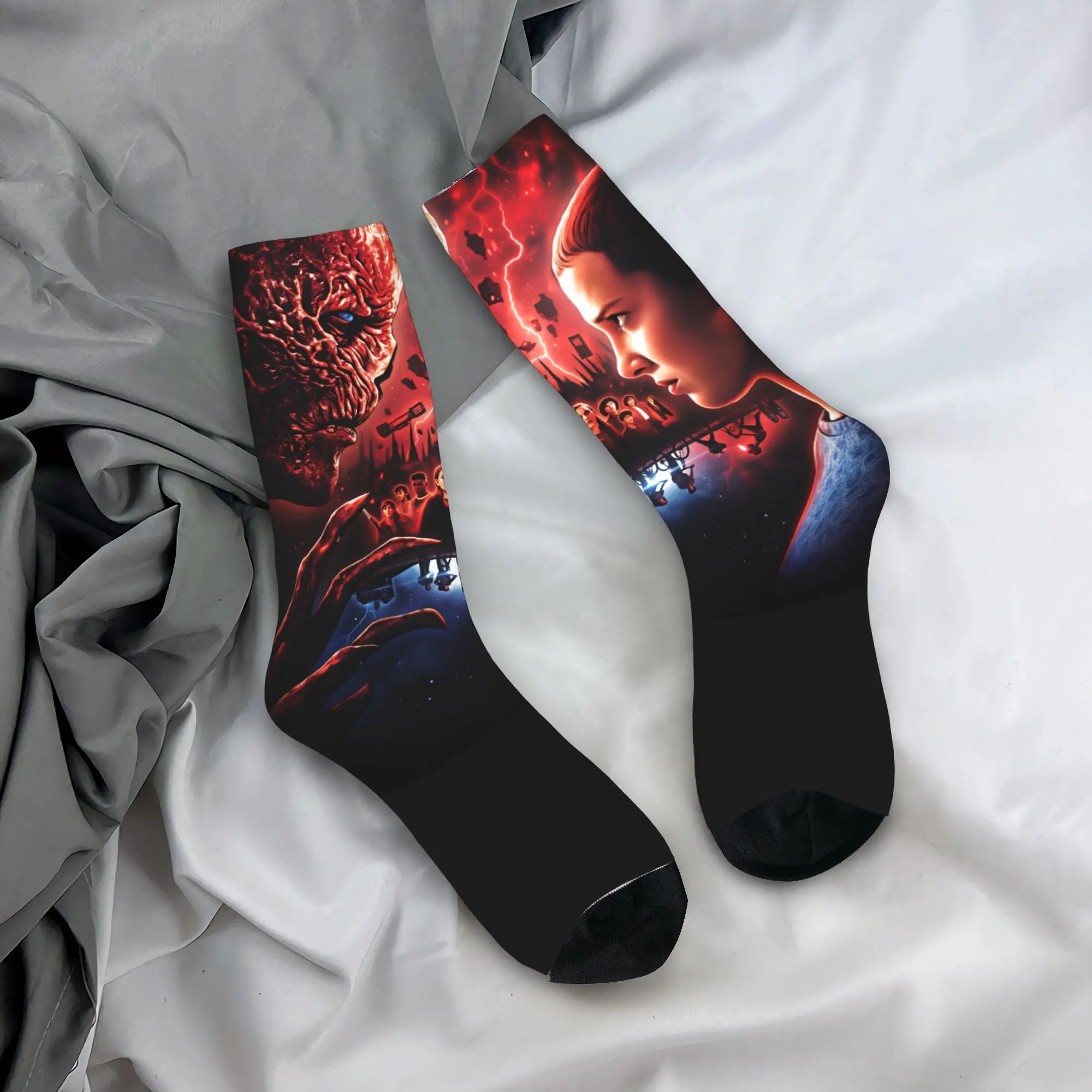 

Adults Men Socks Season 4 Key Art Horror TV Stockings Spring Retro Comfortable Socks Custom Running Sports Anti Skid Socks