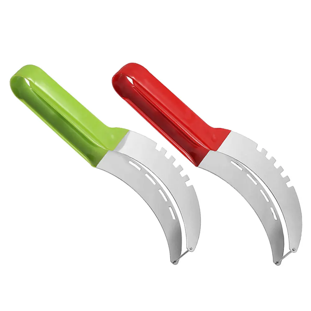 

2pcs Watermelon Slicer Stainless Steel Fruit Kitchen Tool Red Green Melon Home Use Manual Fruit Cutting Tool