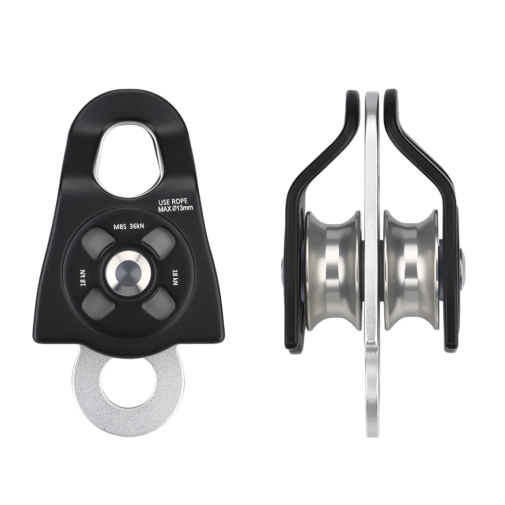 Outdoor Climbing Firefighting and Rescue High Tensile Force Side Panel Flat Bottomed Small Pulley Labor-Saving  Hauling Pulley