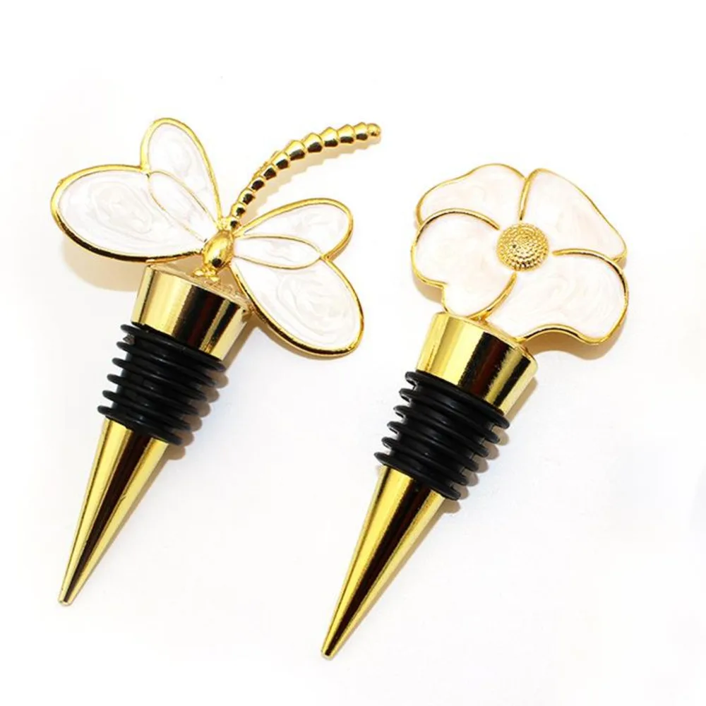 40Pcs Creative New Dragonfly Flower Red Wine Stopper 3D Alloy Red Wine Stopper Zinc Alloy Freshness Preserving Stopper Fashion