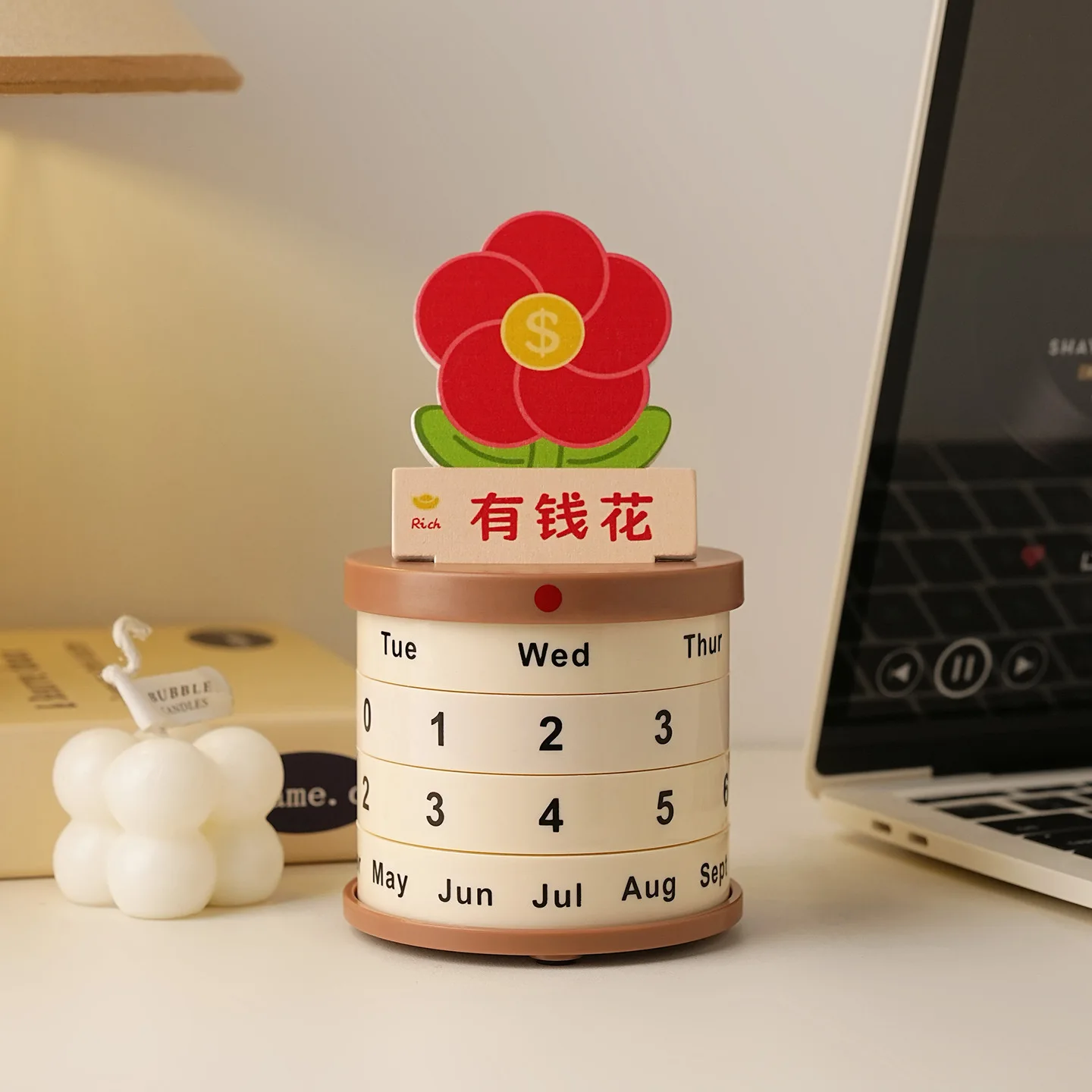 

Healing Anxiety Relief Desktop Ornament Rotating Perpetual Calendar Potted Plant Creative Desk Calendar Perfect Birthday Gift