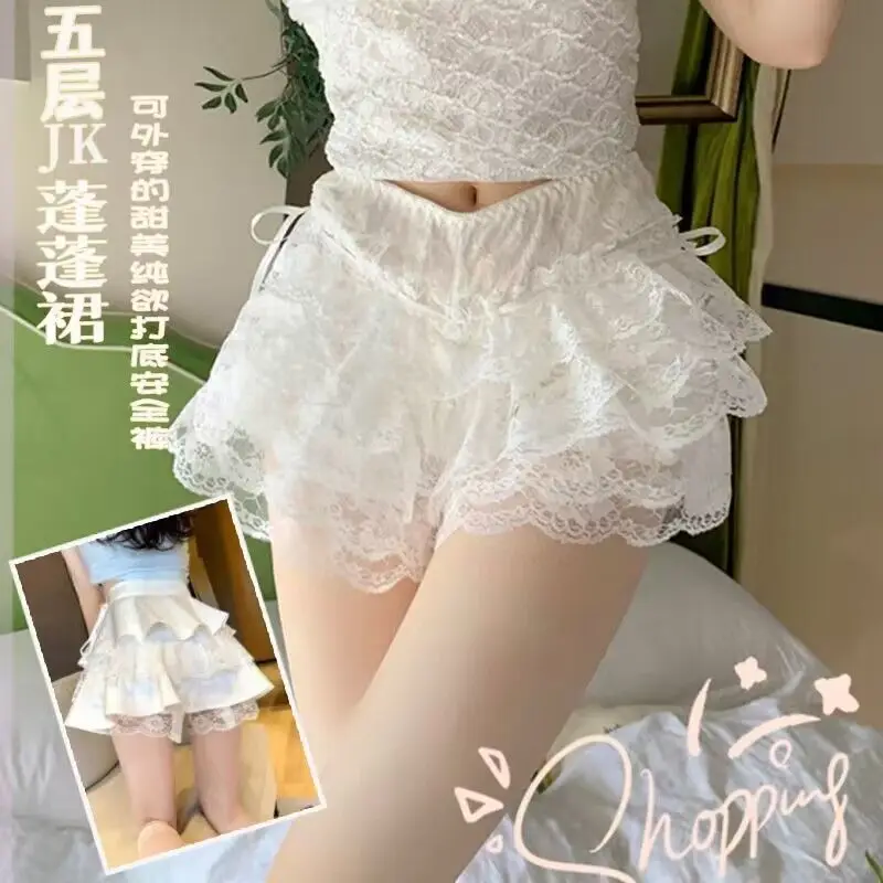 Five-layer Lace Safety Pants Cake Skirt Breathable Leggings Women's Anti-light Summer Pumpkin Pants Puffy Skirt Skirt