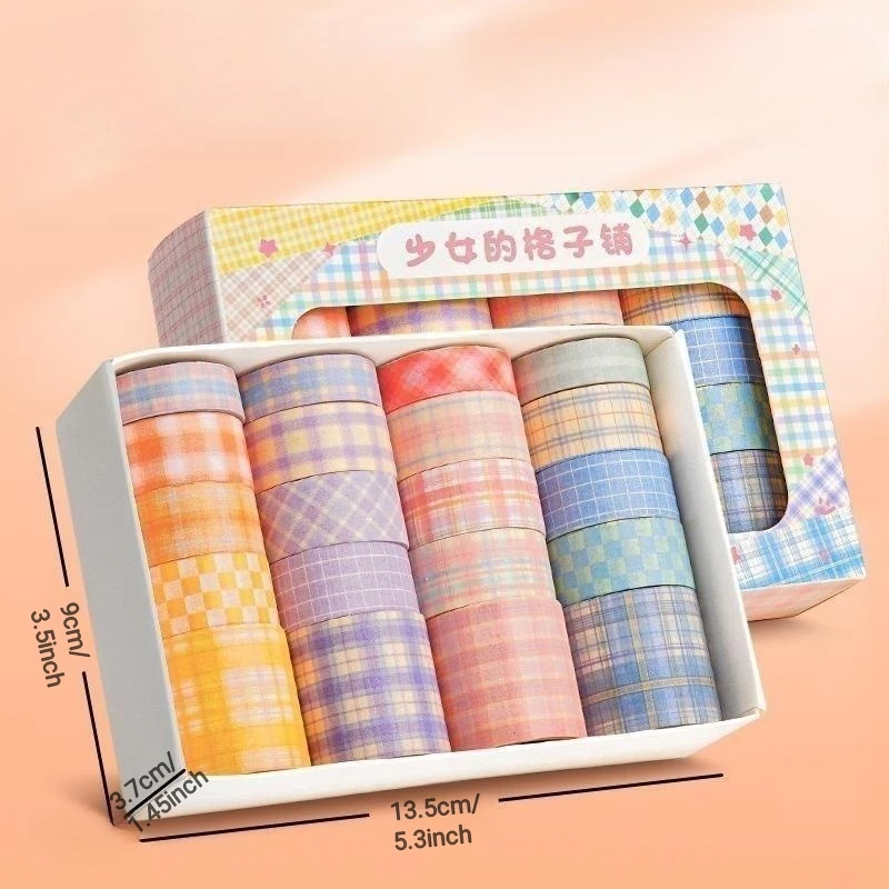 20 Rolls Boxed Lattice Decorative Washi Tape, Kawaii DIY Scrapbooking Sticker Set, for Phone Case Laptop Keyboard Sticker