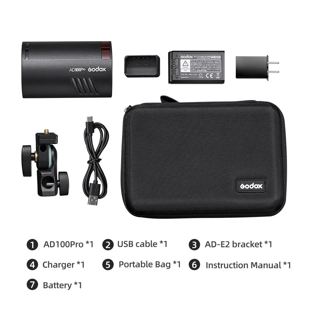Godox AD100Pro 100W TTL HSS Cep Flaş Sony Nikon Canon için