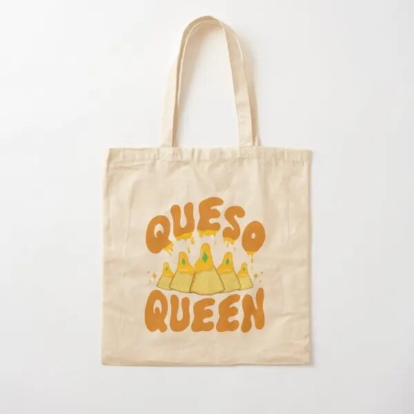 Queso Queen bolso de lona de algodón para mujer, bolso de hombro Unisex, bolso de compras informal, bolso plegable estampado, bolso de viaje de moda reutilizable de diseñador