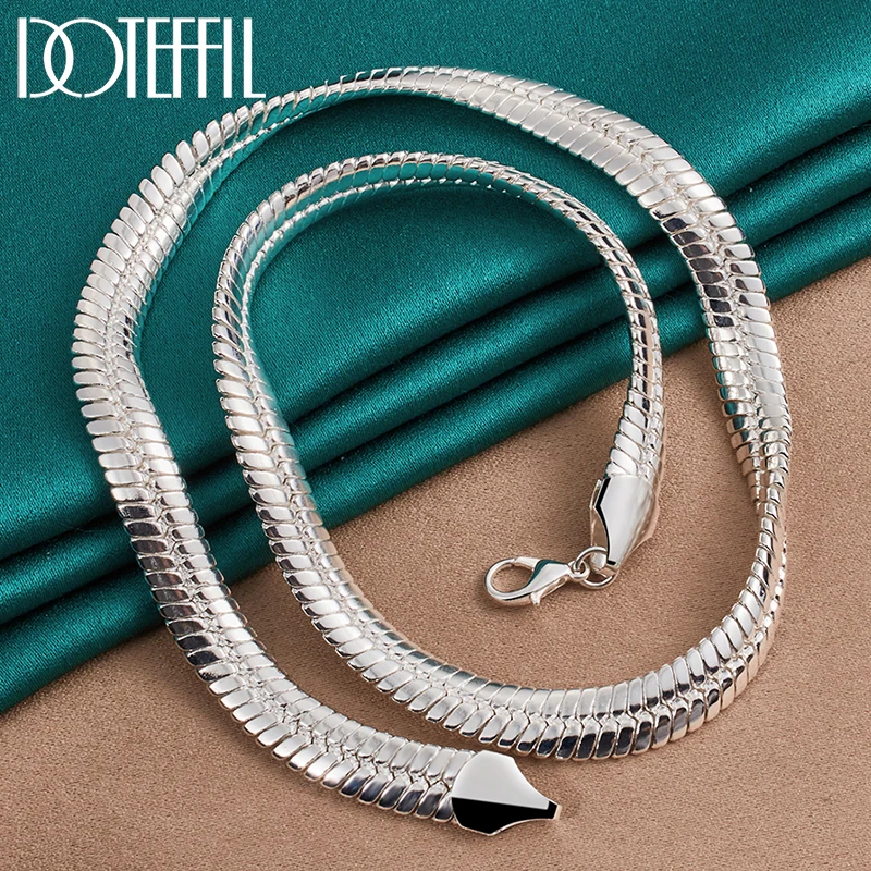 

DOTEFFIL 925 Sterling Silver 8mm Side Chain Snake Necklace For Man Woman Wedding Engagement Party Jewelry