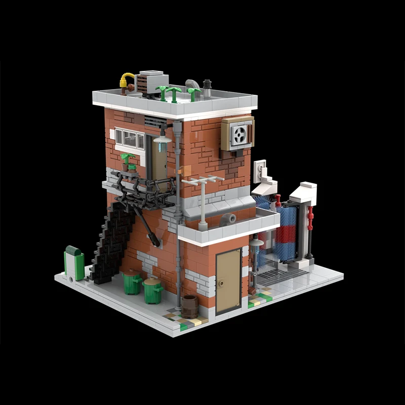 1109 piezas, superventas, modelo de escena urbana de lavado de coches MOC, bloques de construcción modulares, juguetes de exhibición de montaje para niños, regalo sorpresa para Festival