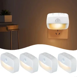 Luz LED nocturna con Sensor de movimiento, lámpara de pared inteligente con enchufe europeo de 220V para el hogar, pasillo, WC, escalera, cocina y dormitorio