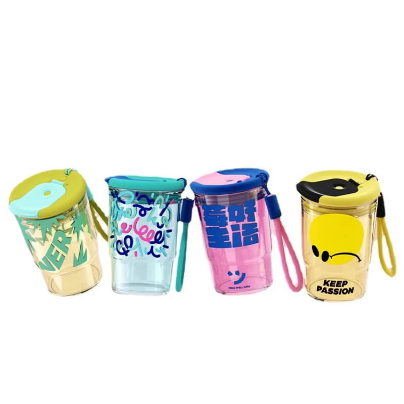 Coffee Cup Girls Good-looking Straw Summer Portable Student Plastic Tritan Summer Portable Cup