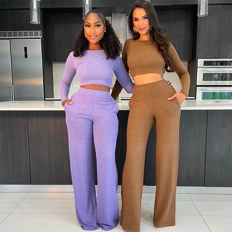 

Faionable Long Sve Outfit K23ST5 Женская повседневная одежда Осенне-зимняя коллекция Удобные длинные брюки Верхний комплект