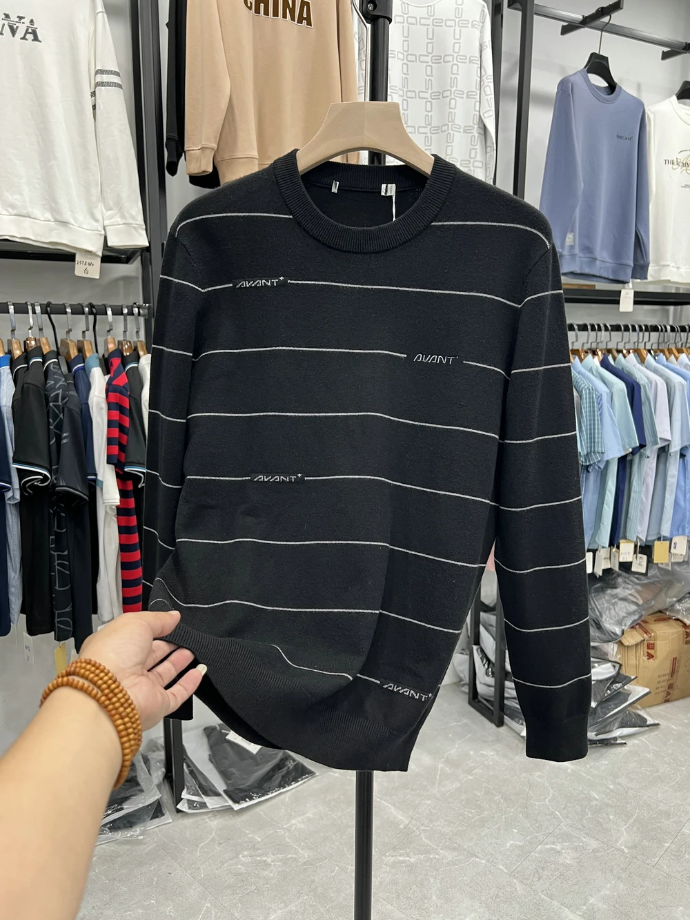 

Men's Casual round Ne Knitted Sweater Embroidered Faion Inner Wear Top Comfortable Soft Polyester Blend Long Sve irt