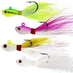 Eupheng-Glow in the Dark Bucktail Fishing Jig, UV Head Hair Jigs, Fresh and Saltwater Bass, Acessórios de pesca, 7g-56g