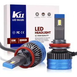 K11 H7 Canbus Led Headlight White Light H11 9005 Led Fogdriving Lights Bulb Copper Tube Fan Dual Heat Dissipation Car Headlights