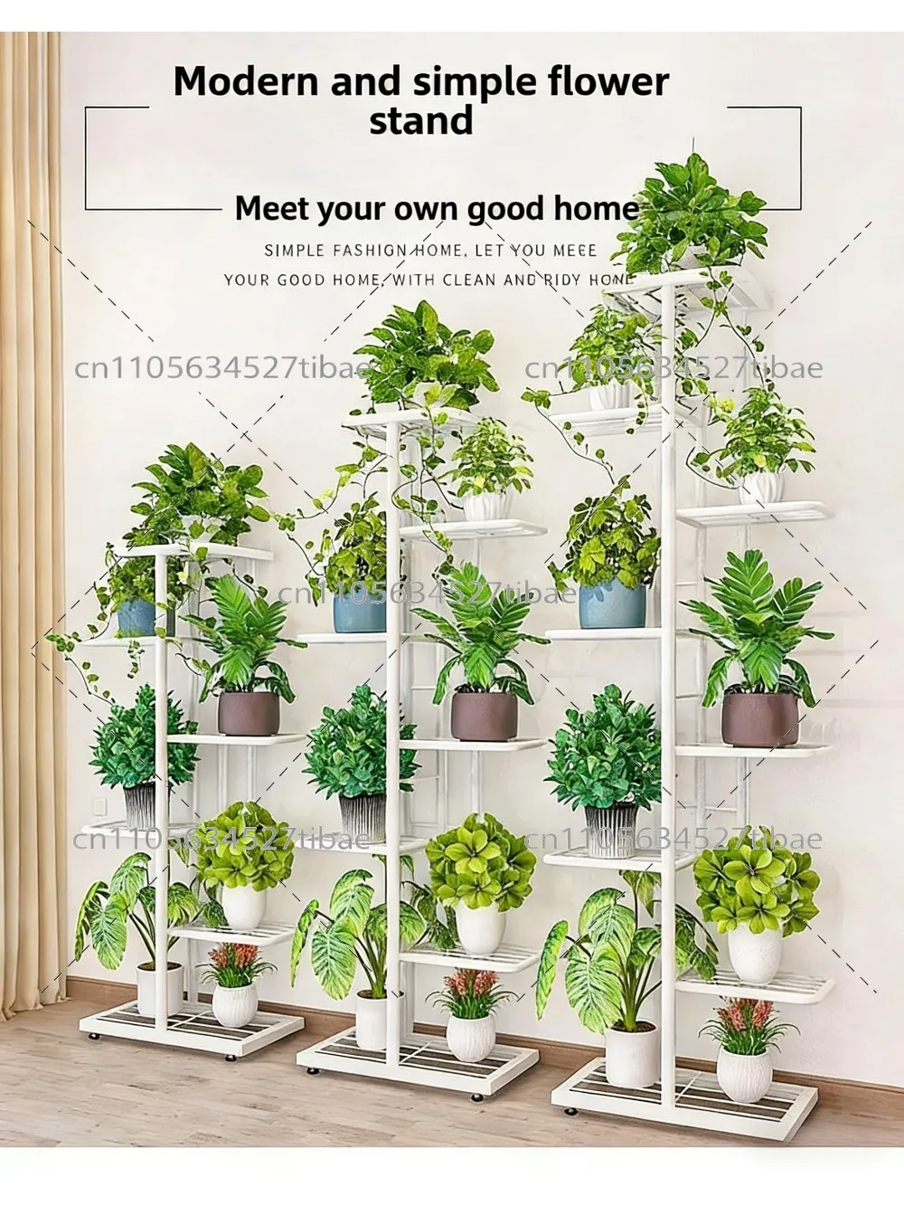 Simple wrought iron floor-to-ceiling Nordic indoor outdoor living room flower pot multi-layer storage balcony flower stand