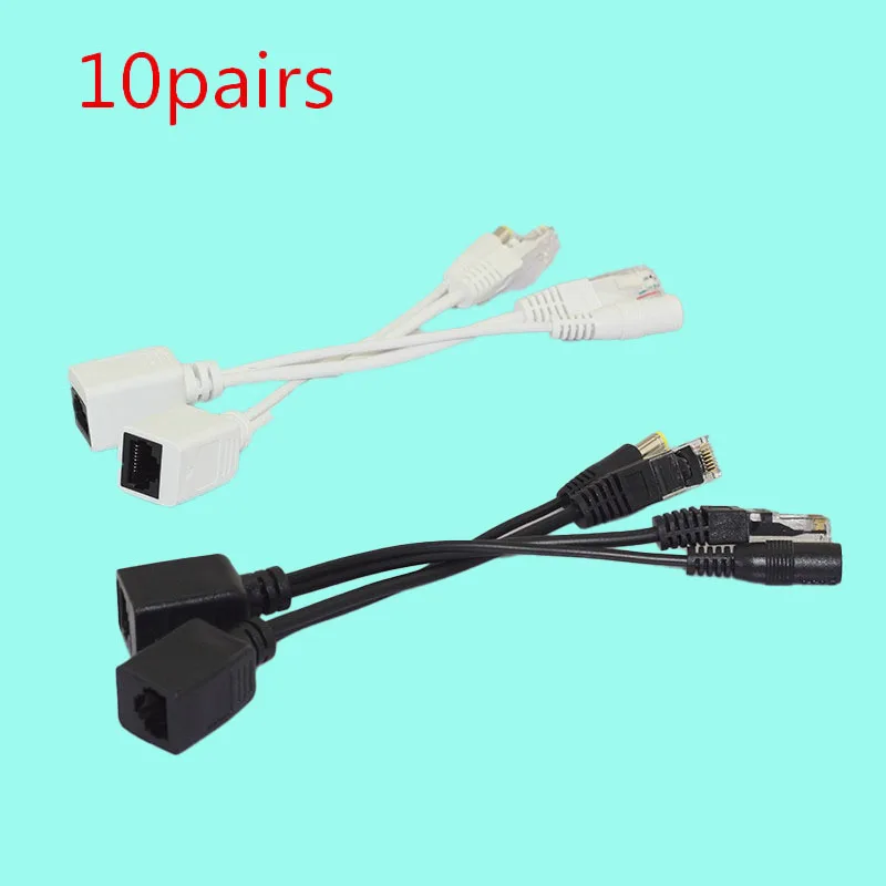 10 زوج 12 فولت Poe كابل محول Rj45 Poe الفاصل حاقن عدة كابل إمداد الطاقة فاصل الموحد Cctv اكسسوارات H10