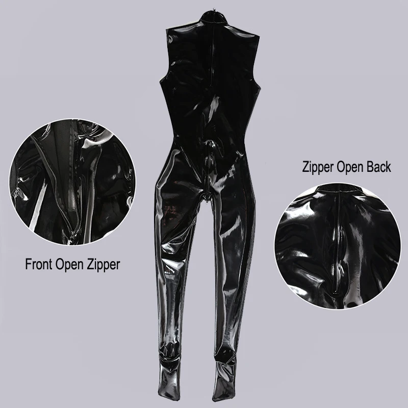 Mirror Latex Ammonia Jumpsuit Convex Crotch Man Sleeveless One-Piece Tights Suitable For All Seasons Sexy Rubber Stage Bodysuit