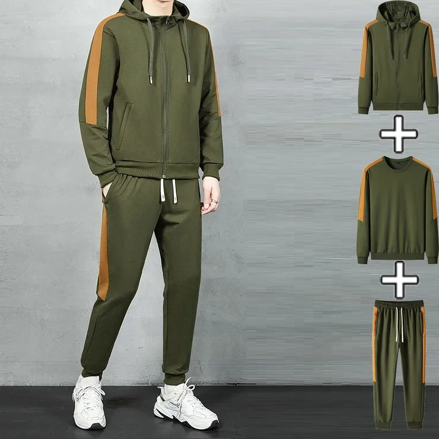 

2-piece Sports Suit Men Winter Sweatsuit Fashion Sportswear Tracksuit Sweat Male Pant Set Jogger TrouserTrack Sweatpant Clothing