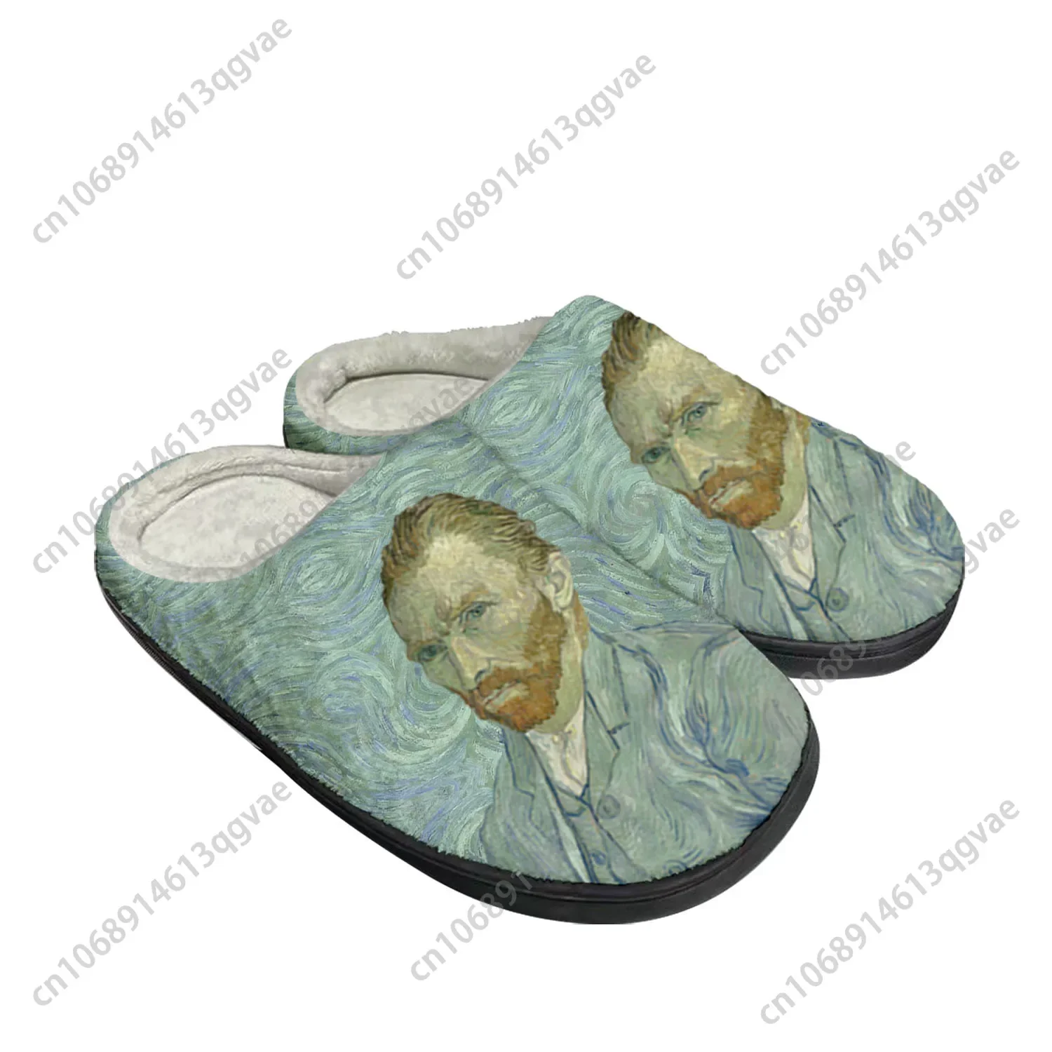 

Van Gogh Oil Paint Self Portrait Home Cotton Custom Slippers Mens Womens Sandals Plush Bedroom Keep Warm Shoes Thermal Slipper