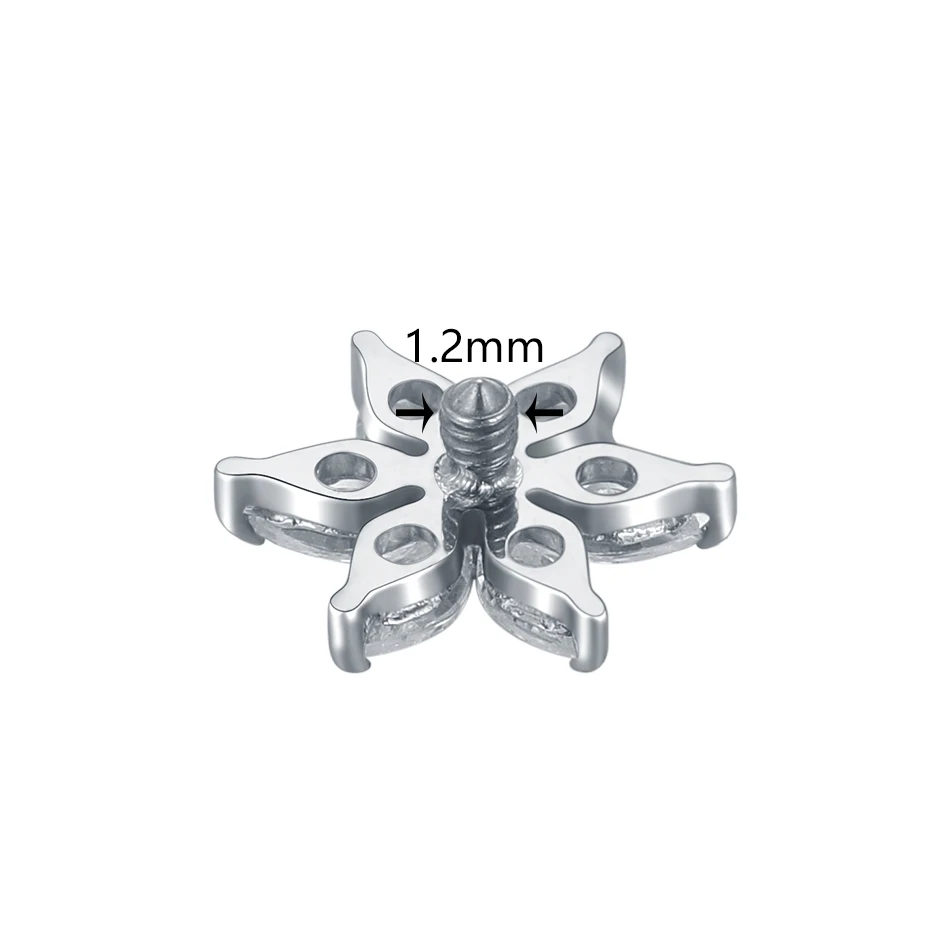 1/5Pcs G23 Titanium CZ Flower Skin Diver Dermal Anchor Top 1.2mm Microdermal Piercing Sexy Medusa Piercing Surface Body Jewelry