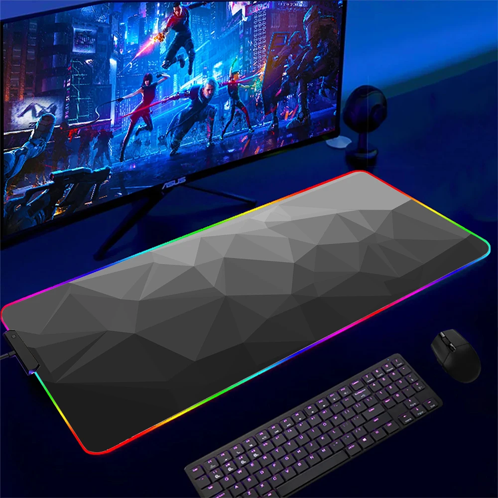 Large RGB Mouse Pad Non-Slip Gaming Mousepad Argyle Art LED Mouse Mat Computer Keyboard Pad 900x400mm Desk Mat Office Table Mats