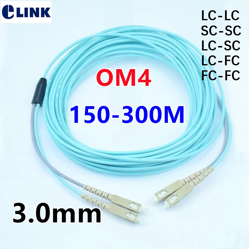 

OM4 Armored Patch Cord 150m 200m 250m 300m 2C fiber LC SC FC ST armored ftth jumper 2 cores optical fibre MM cable duplex ELINK