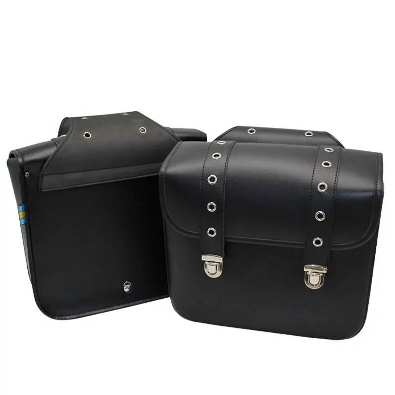 A13Z-1 Pair Motorcycle Retro Saddlebag PU Leather Side Bags Storage Bags Tail Bags For Universal Storage Tool Parts