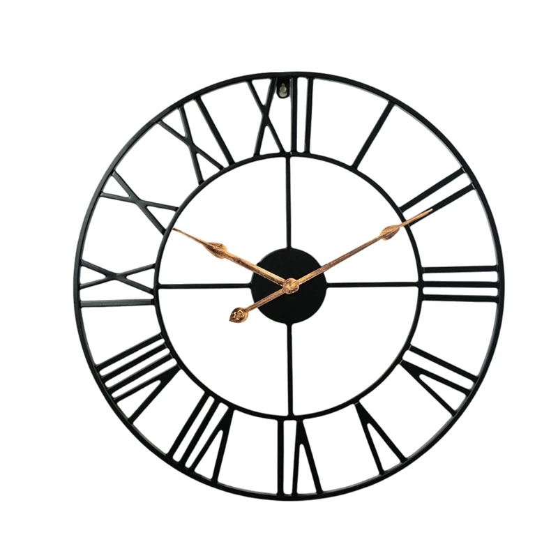 Silent Indoor Outdoor Wall Clock, Retro Round Decorative Roman Numeral Wall Clocks For Living Room,Kitchen,Bedroom,Patio