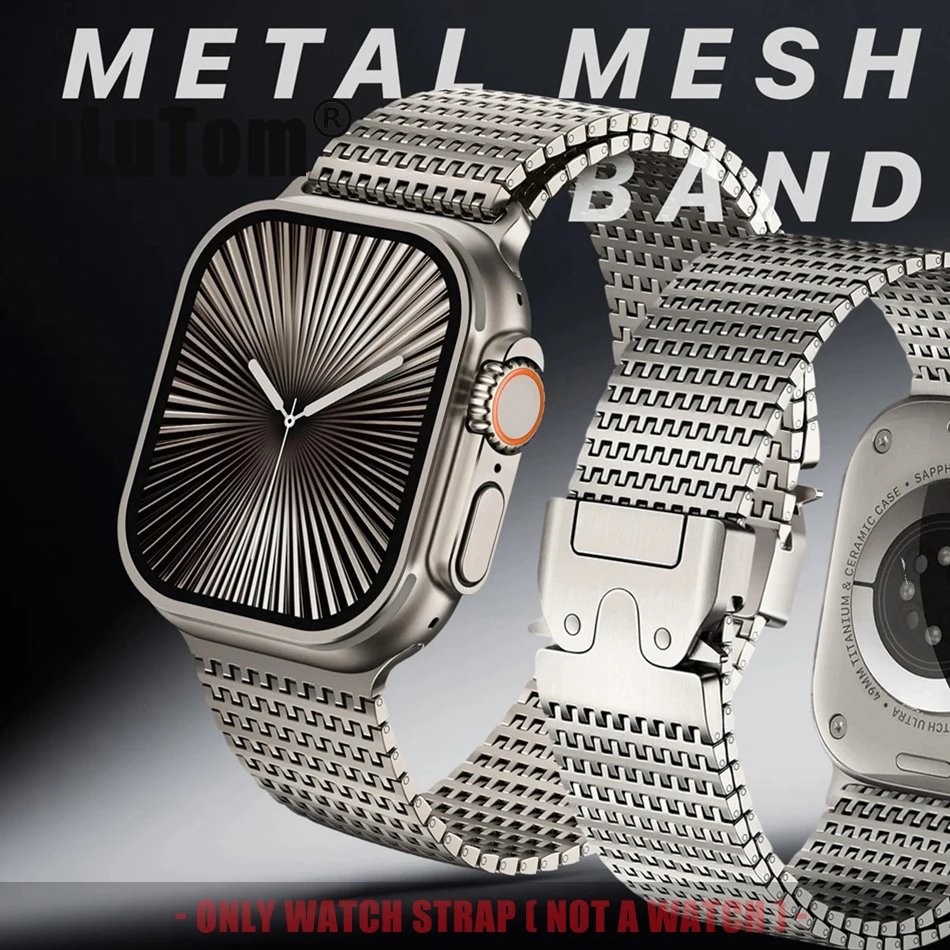 

Ремешок из нержавеющей стали для Apple Watch Ultra 38, 40, 41, 42, 44, 45, 46, 49 мм, с застежкой-зажимом, для IWatch Series 11, 10, 9, 8, 7, 6, SE, 5, 4, 3