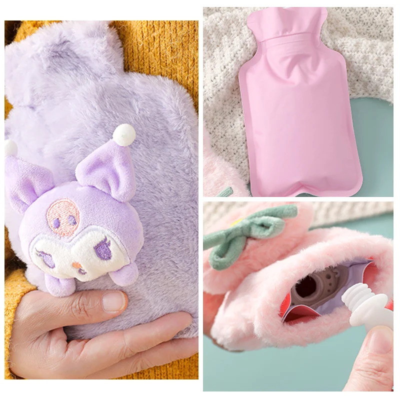 250ML Hot Water Bottle Plush Cartoon Dog Kawaii Cloud Animal Pattern Thick Hand Warmer Hot Water Bag Hand Feet bouillotte