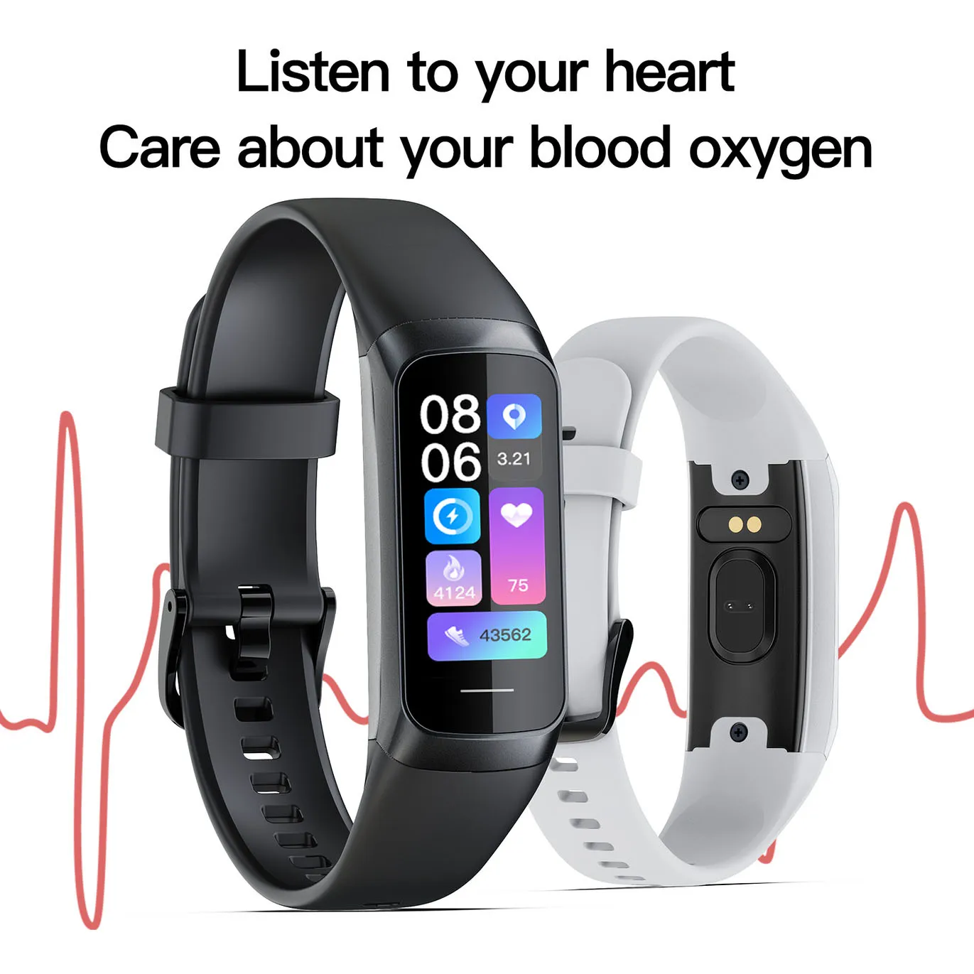 Amoled Smart Band Pro Men Women Pedometer Heart Rate Blood Watch Waterproof Connected Smart Bracelet Sport Fitness Tracker